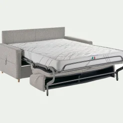 Canapé 3 places convertible en tissu matelas densité 25kg/m3 - gris borie