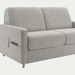 Canapé 3 places convertible en tissu matelas densité 25kg/m3 - gris borie