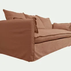 Canapé 4 places convertible en tissu wind - terracotta