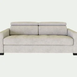 Canapé 3 places convertible matelas Bultex en tissu monclar avec accoudoirs 15cm - beige roucas