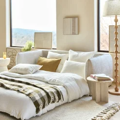 Canapé 3 places convertible en tissu Eden - beige alpilles