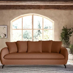 Canapé 4 places convertible en tissu tramé - brun rustrel