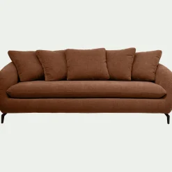 Canapé 4 places convertible en tissu tramé - brun rustrel