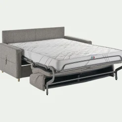 Canapé 4 places convertible en tissu matelas densité 25kg/m3 - gris