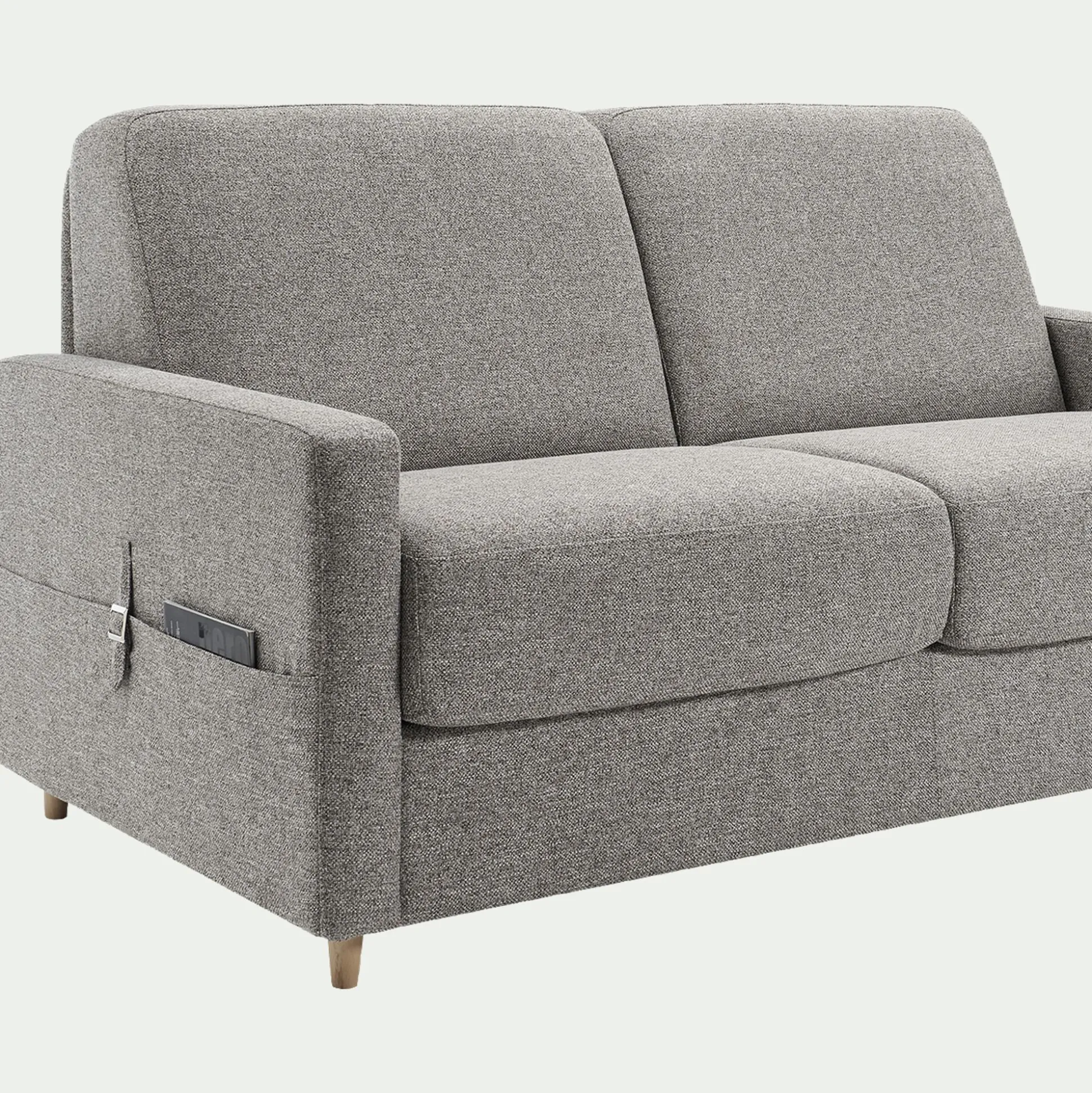 Canapé 4 places convertible en tissu matelas densité 25kg/m3 - gris