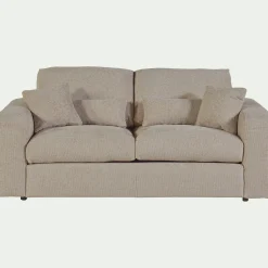 Canapé 3 places convertible en tissu chenille benjo - beige roucas