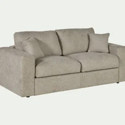 Canapé 3 places convertible en tissu chenille benjo - beige roucas