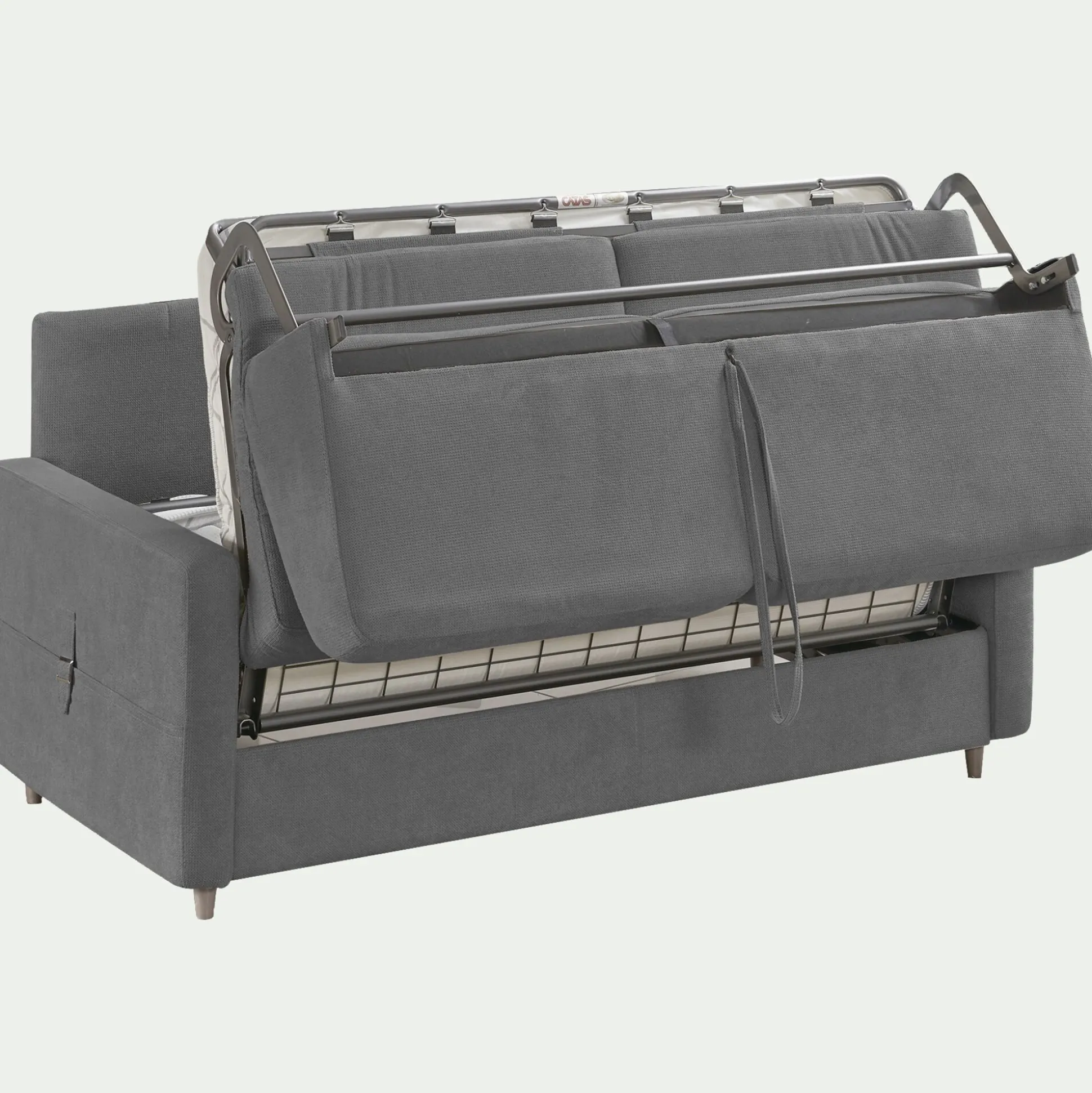 Canapé 4 places convertible en tissu Stella densité 25kg/m3 - gris restanque