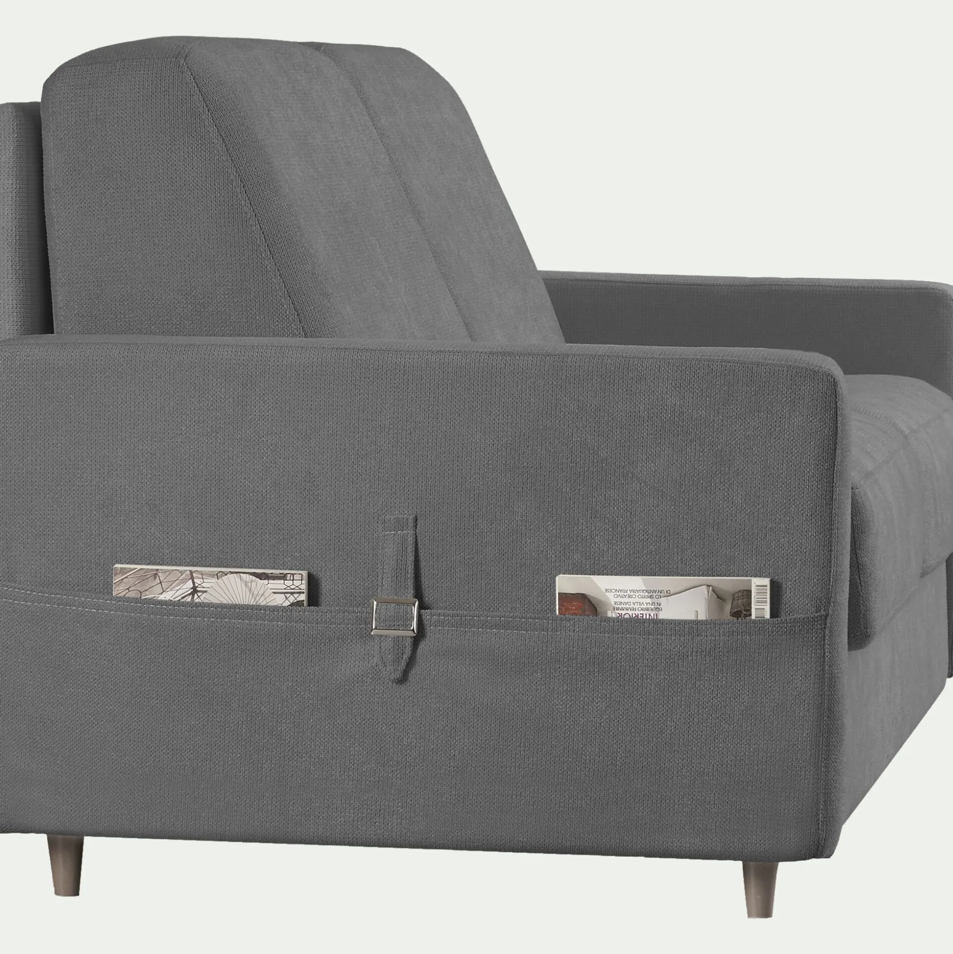 Canapé 4 places convertible en tissu Stella densité 25kg/m3 - gris restanque