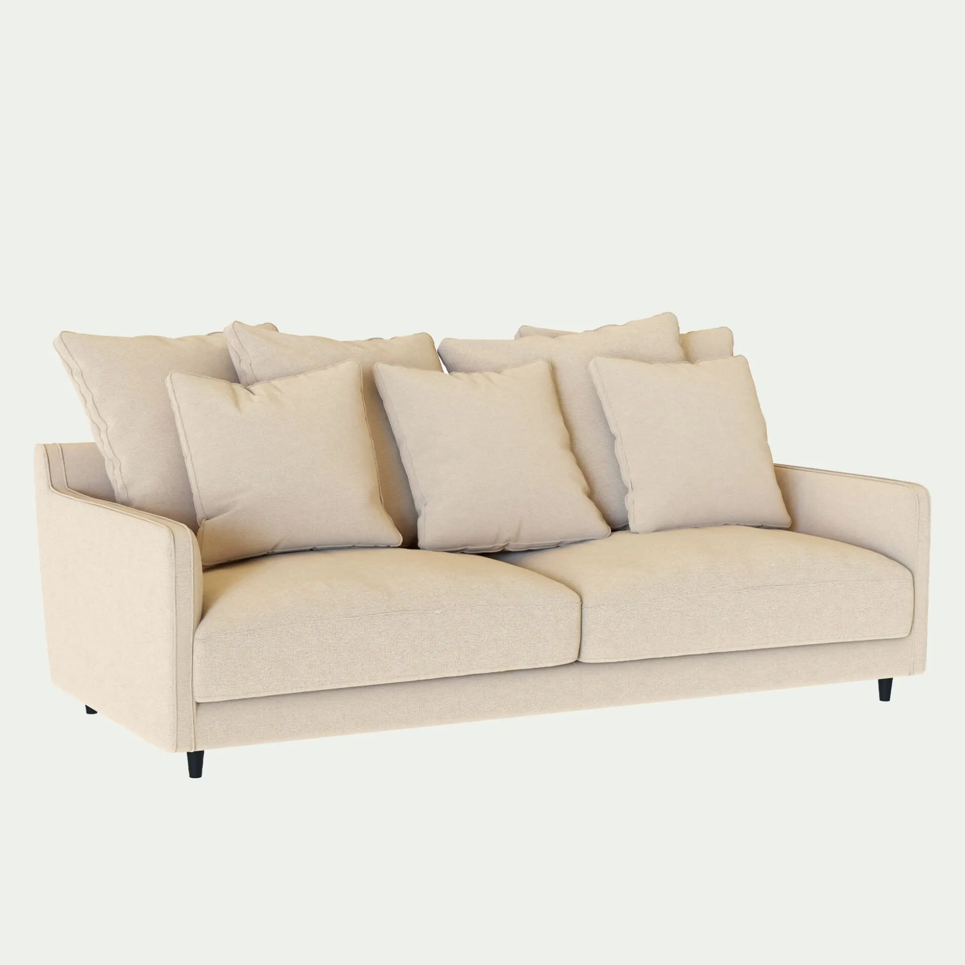 Canapé 4 places convertible matelas bultex en tissu joint - beige roucas