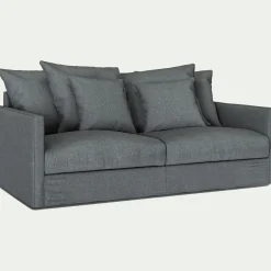 Canapé 3 places convertible en tissu - gris ardoise