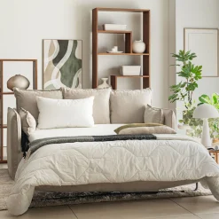 Canapé 3 places convertible en tissu wind - beige alpilles