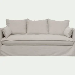 Canapé 3 places convertible en tissu wind - beige alpilles