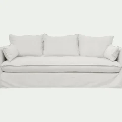 Canapé 4 places convertible en tissu wind - blanc écru