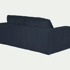 Canapé 3 places convertible en velours côtelé bita - bleu calabrun