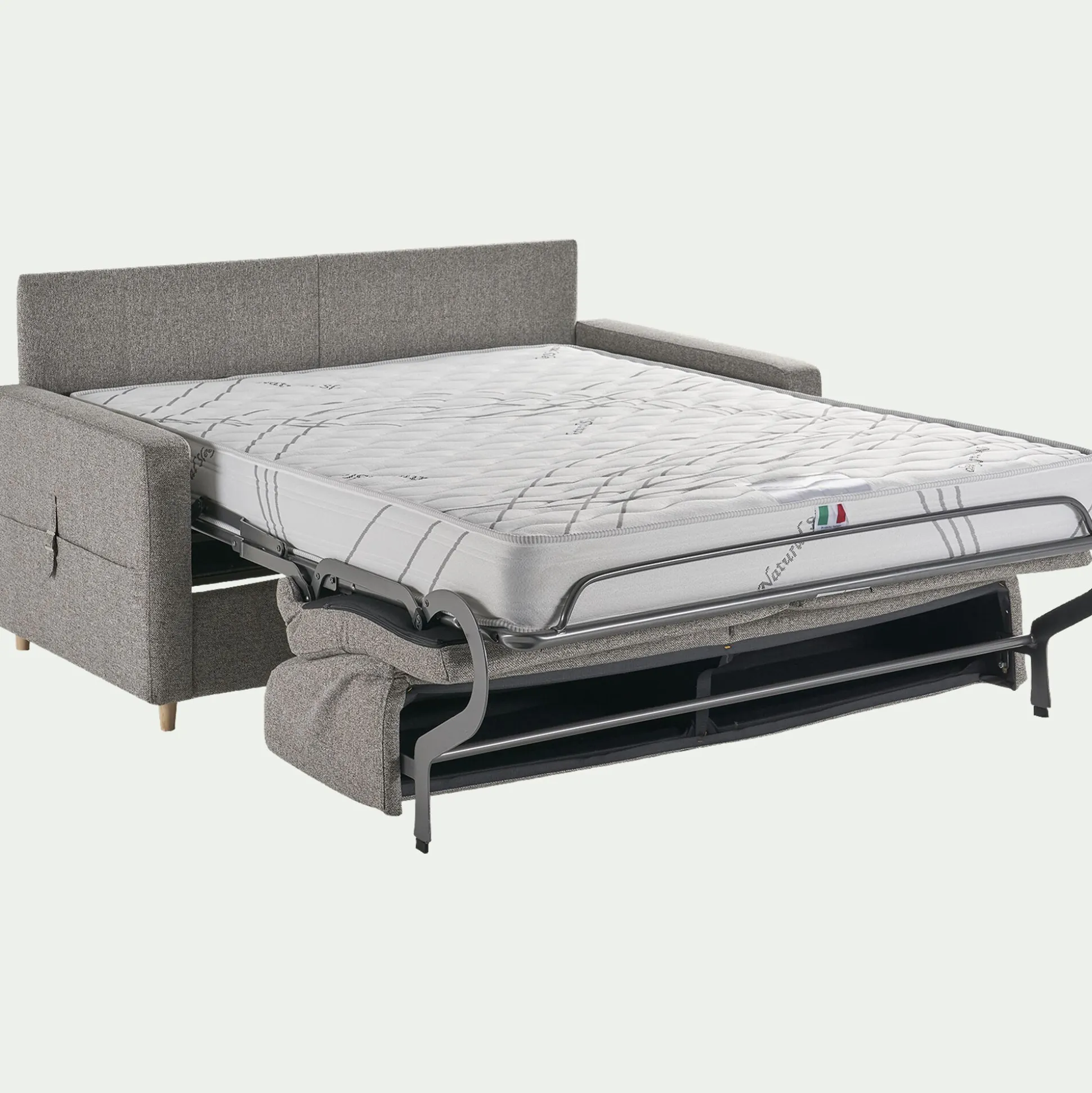 Canapé 4 places convertible en tissu matelas densité 35kg/m3 - gris