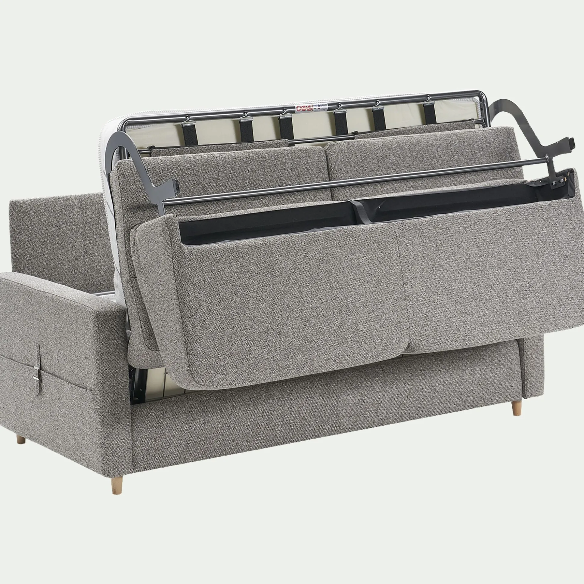 Canapé 4 places convertible en tissu matelas densité 35kg/m3 - gris