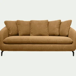 Canapé 3 places convertible en tissu tramé - bronze