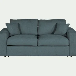 Canapé 3 places convertible en tissu chenille benjo - bleu calaluna