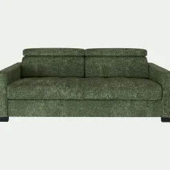 Canapé 3 places convertible en tissu genesis avec accoudoirs 15cm - vert cèdre