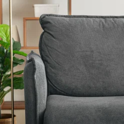 Canapé 4 places convertible en tissu avec matelas densité 35kg/m3 - gris restanque