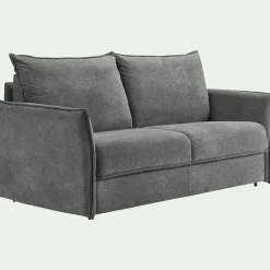 Canapé 4 places convertible en tissu avec matelas densité 35kg/m3 - gris restanque