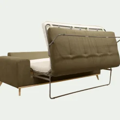 Canapé 3 places convertible en tissu crown - vert cèdre