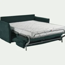 Canapé 3 places convertible en tissu avec matelas densité 25kg/m3 - bleu