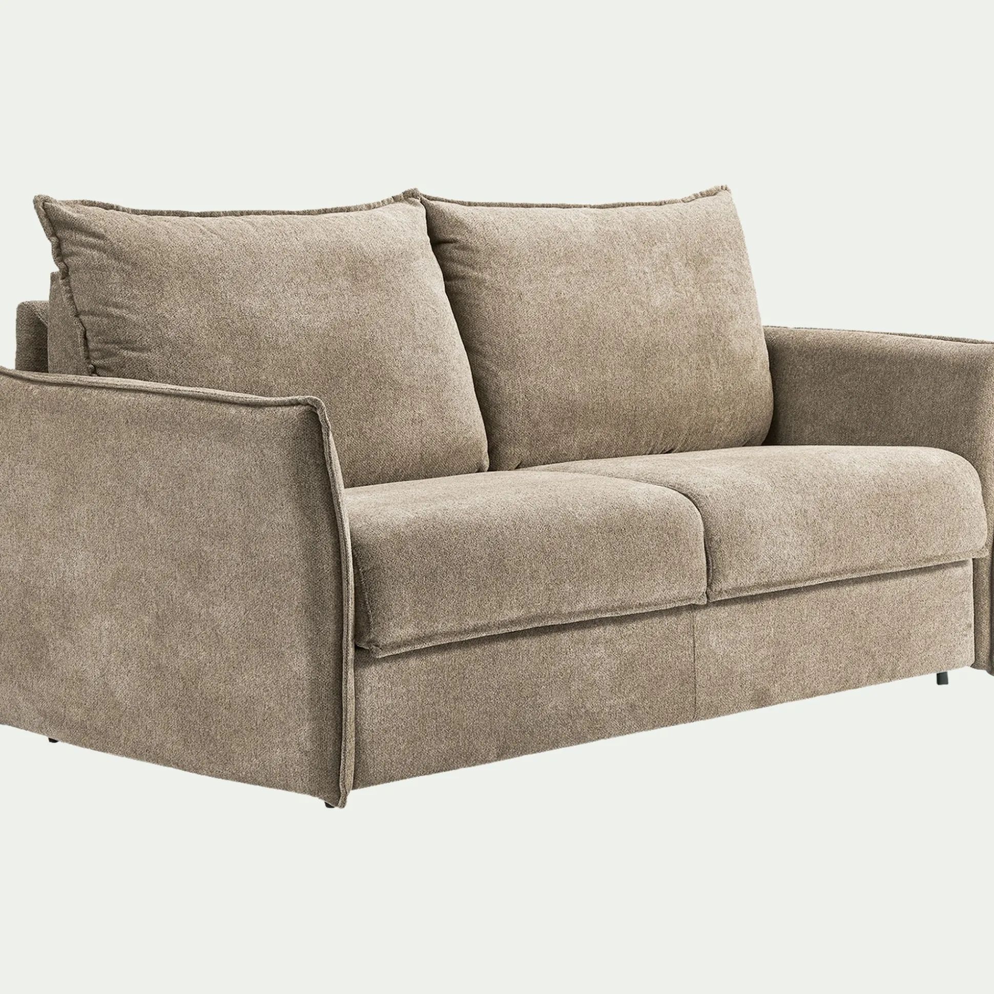 Canapé 3 places convertible en tissu avec matelas densité 25kg/m3 - beige roucas