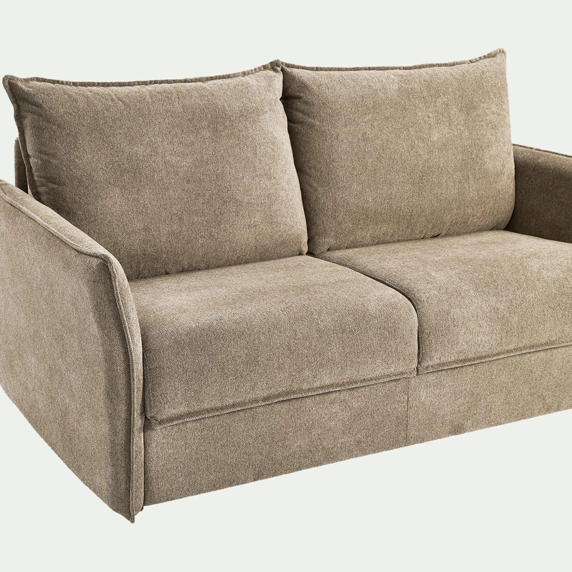 Canapé 3 places convertible en tissu avec matelas densité 25kg/m3 - beige roucas