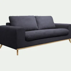 Canapé 3 places convertible en tissu Crown - bleu calabrun