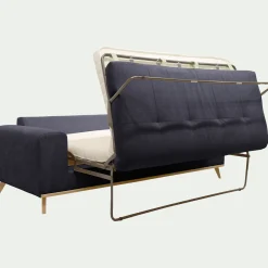 Canapé 3 places convertible en tissu Crown - bleu calabrun