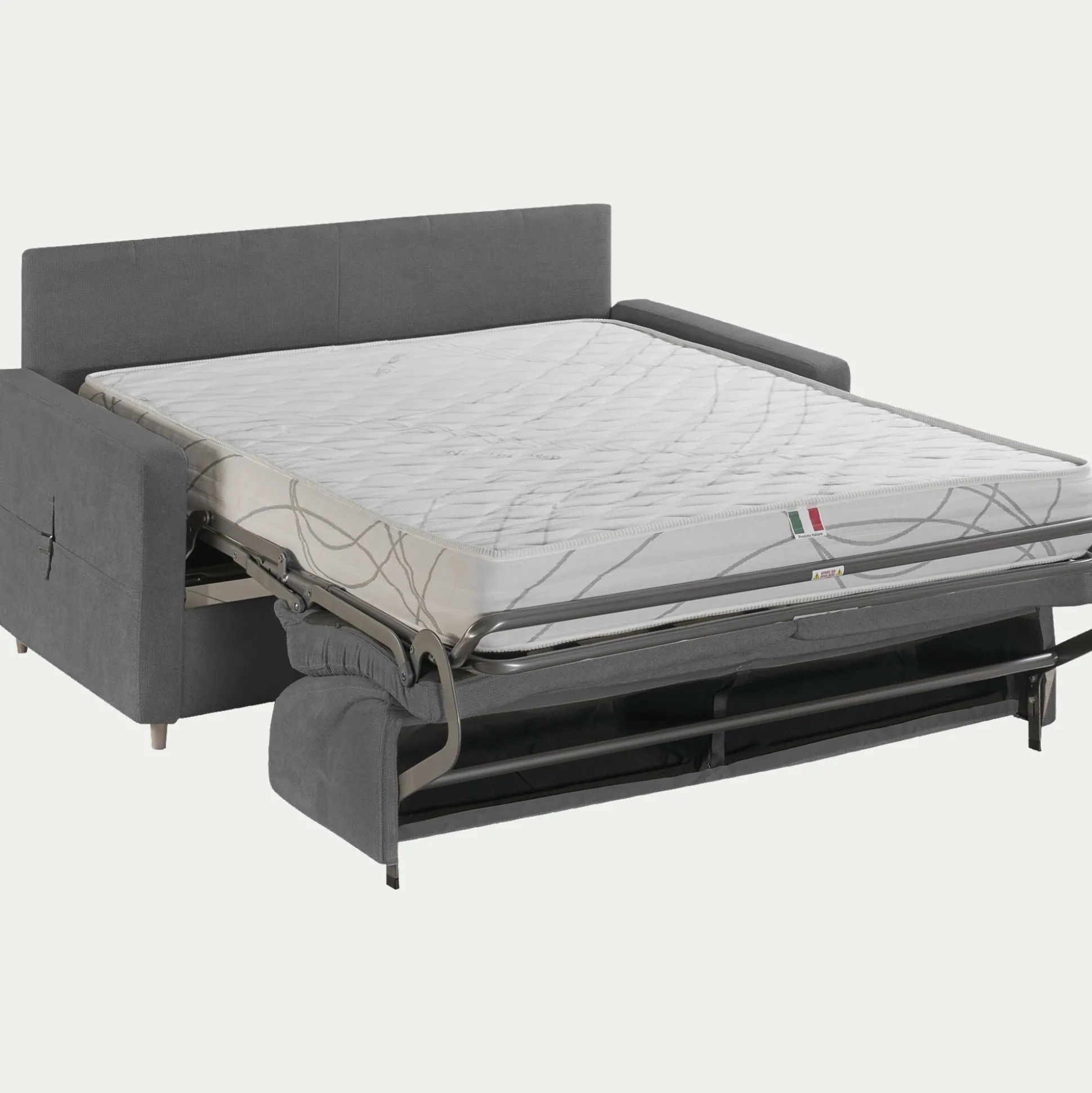 Canapé 4 places convertible en tissu Sogno densité 35kg/m3 - gris restanque