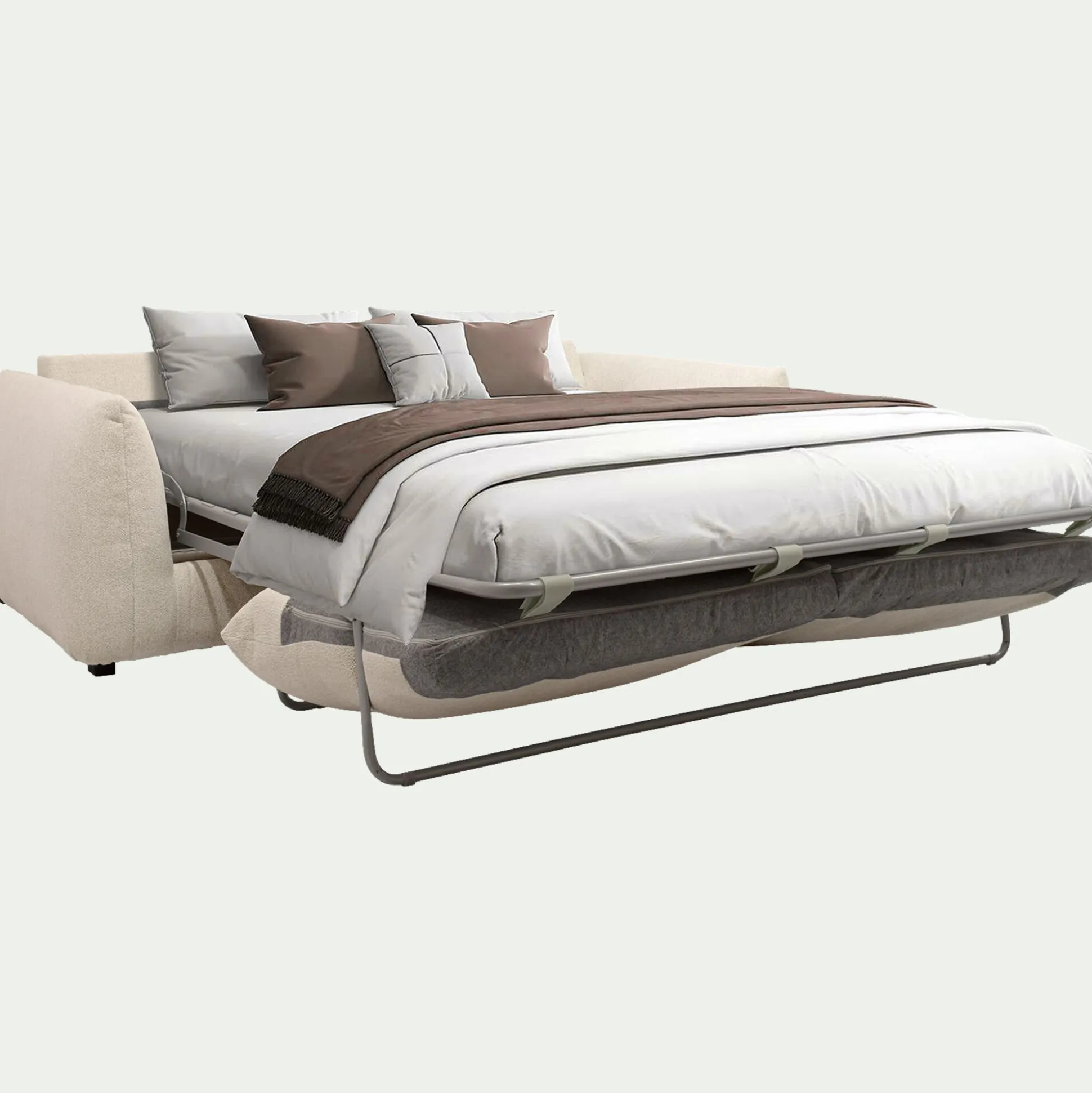 Canapé 3 places convertible en tissu Raven - blanc écru