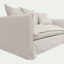 Canapé 2 places convertible en tissu wind - beige alpilles