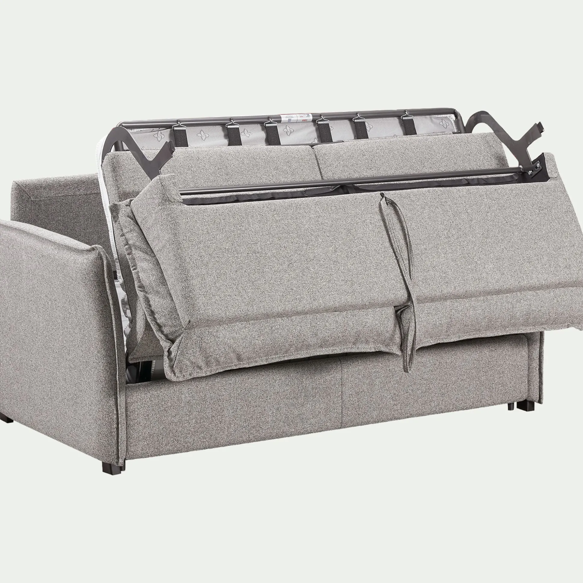 Canapé 4 places convertible en tissu Sogno avec matelas densité 35kg/m3 - gris moyen