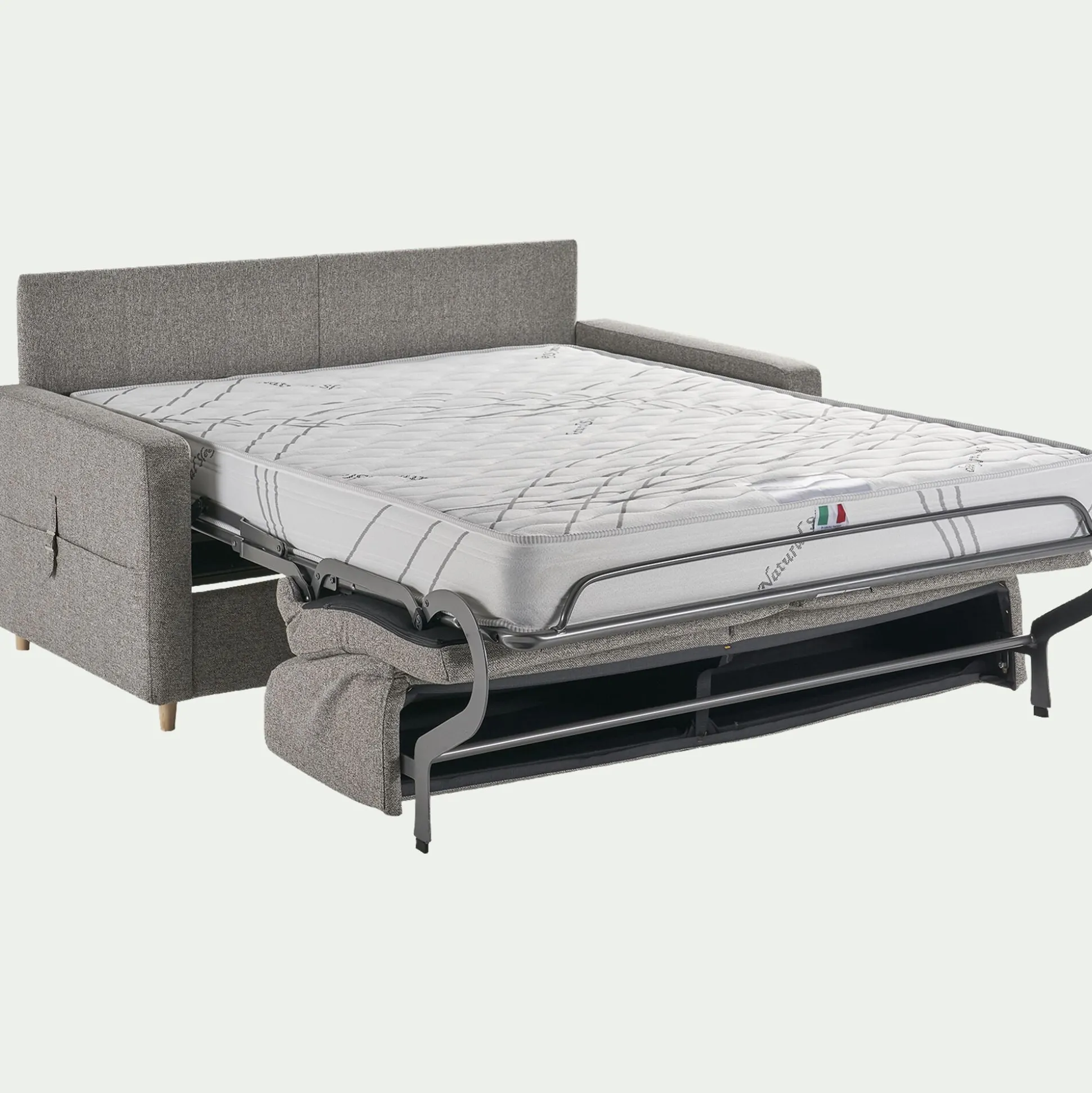 Canapé 3 places convertible en tissu matelas densité 35kg/m3 - gris