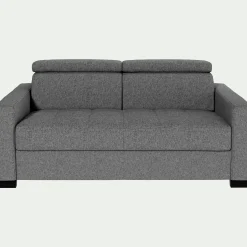 Canapé 2 places convertible en tissus pop avec accoudoirs 15cm - gris moyen
