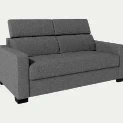 Canapé 2 places convertible en tissus pop avec accoudoirs 15cm - gris moyen