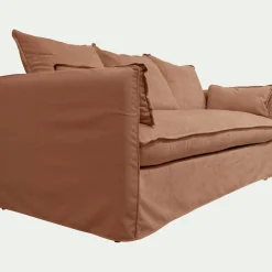 Canapé 3 places convertible en tissu wind - terracotta