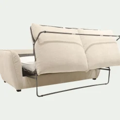 Canapé 4 places convertible en tissu Nature - blanc écru