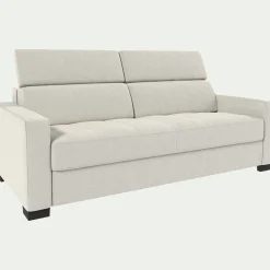 Canapé 3 places convertible avec matelas Bultex en cuir avec accoudoirs 15cm - blanc