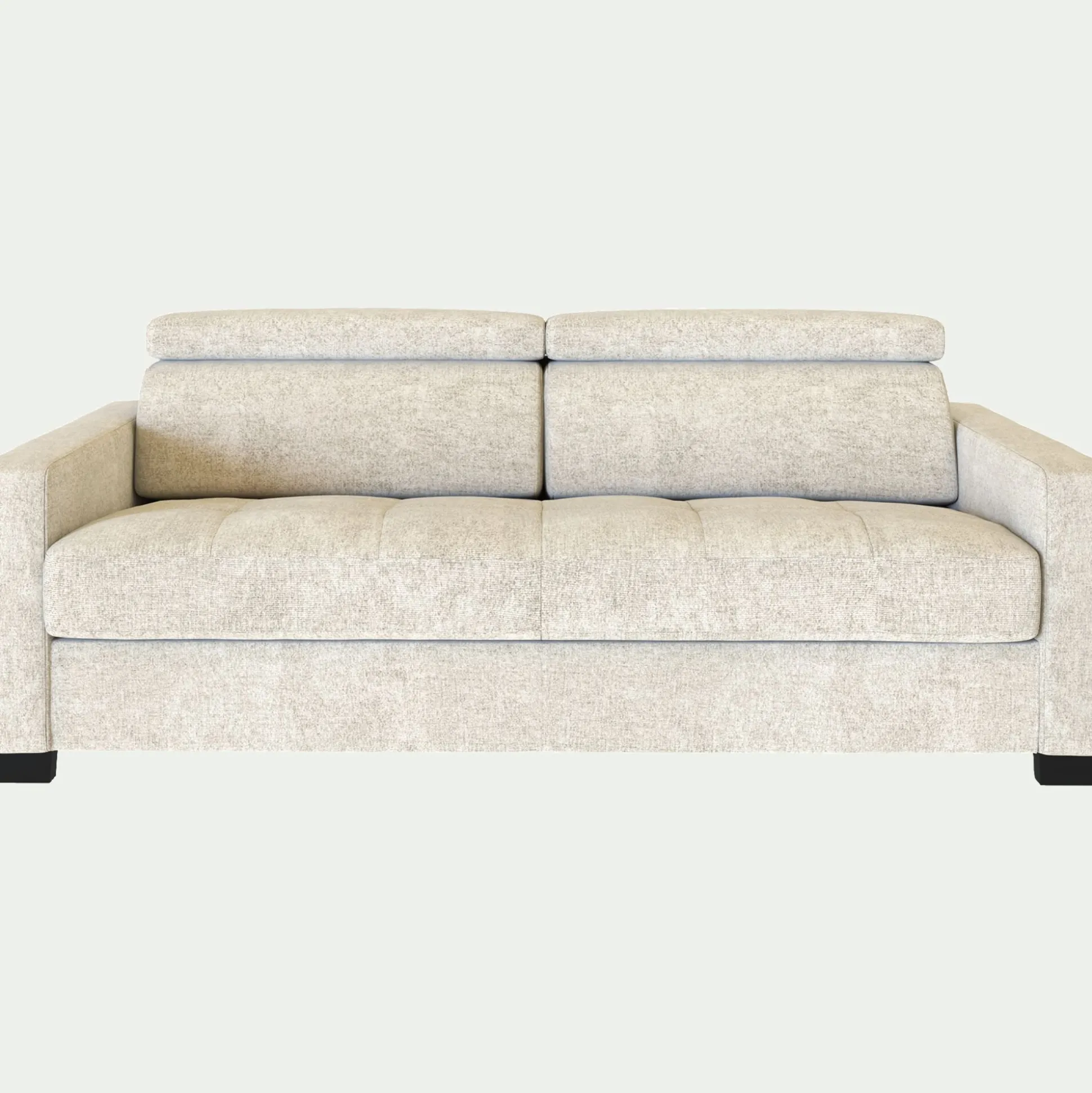 Canapé 3 places convertible matelas Bultex en tissu genesis avec accoudoirs 15cm - blanc ventoux