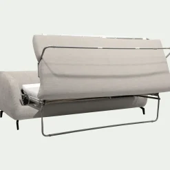 Canapé 4 places convertible en tissu tramé piétement noir - beige roucas