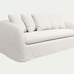 Canapé 3 places convertible en lin - blanc