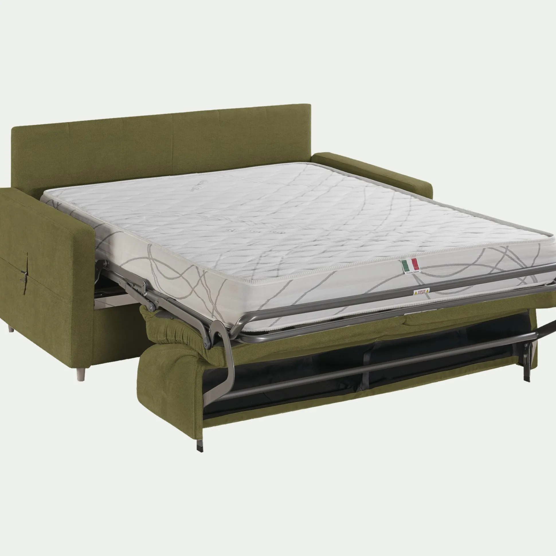 Canapé 4 places convertible en tissu Stella densité 25kg/m3 - vert cèdre