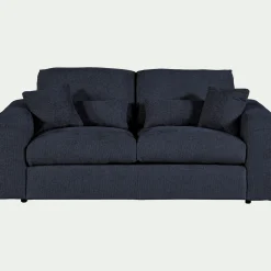 Canapé 3 places convertible en tissu chenille benjo - bleu marine