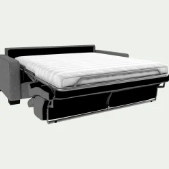 Canapé 3 places convertible matelas Bultex en tissus pop avec accoudoirs 15cm - gris moyen