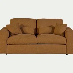 Canapé 3 places convertible en tissu chenille benjo - jaune argan