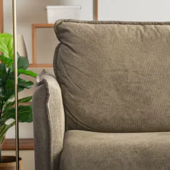 Canapé 4 places convertible en tissu avec matelas densité 35kg/m3 - beige roucas